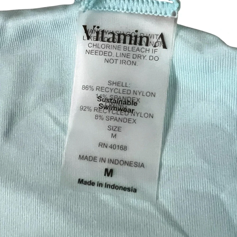 NWT - Vitamin A High Waisted Bikini Bottoms Teal Palm Leaf Print - Sz  Medium
